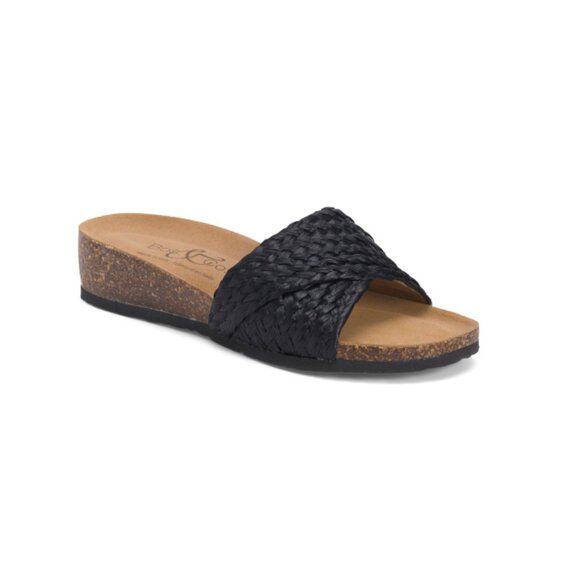 BOS. & CO. Black Made In Italy Luni Wedge Slide Sandals - Picture 1 of 2